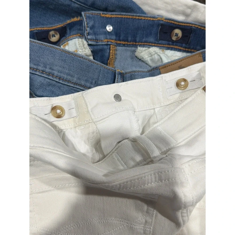 Abercrombie Kids Jeans Bundle Girls 11/12 Blue White Distressed Adjustable Waist
